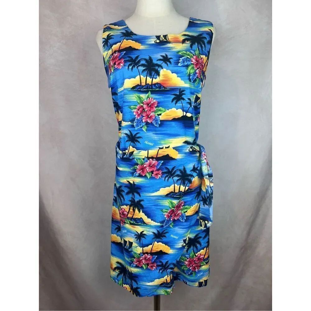 Vintage 1990s Kilam Hawaii Tiki Dress Hawaiian Vacation